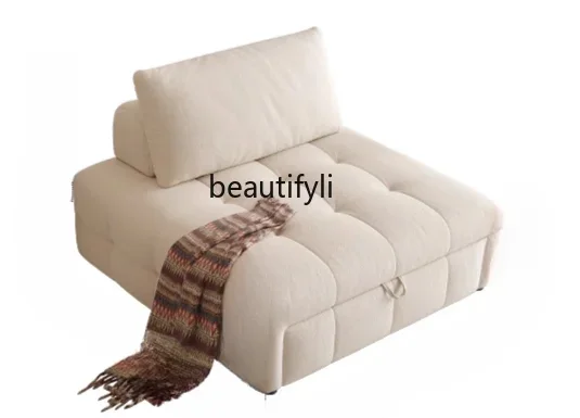 Cream Style Sofa Bed Puff Small Apartment Living Room Study Foldable Dual-Purpose Single Lazy Sofa Fabric