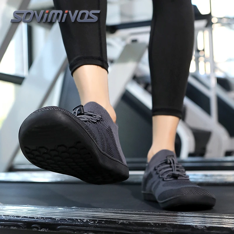 SOVIMIVOS Men's Knit Sock Shoes, Lightweight Breathable Slip On Sneakers for Walking Gym Cycling Barefoot Shoes for Women Men
