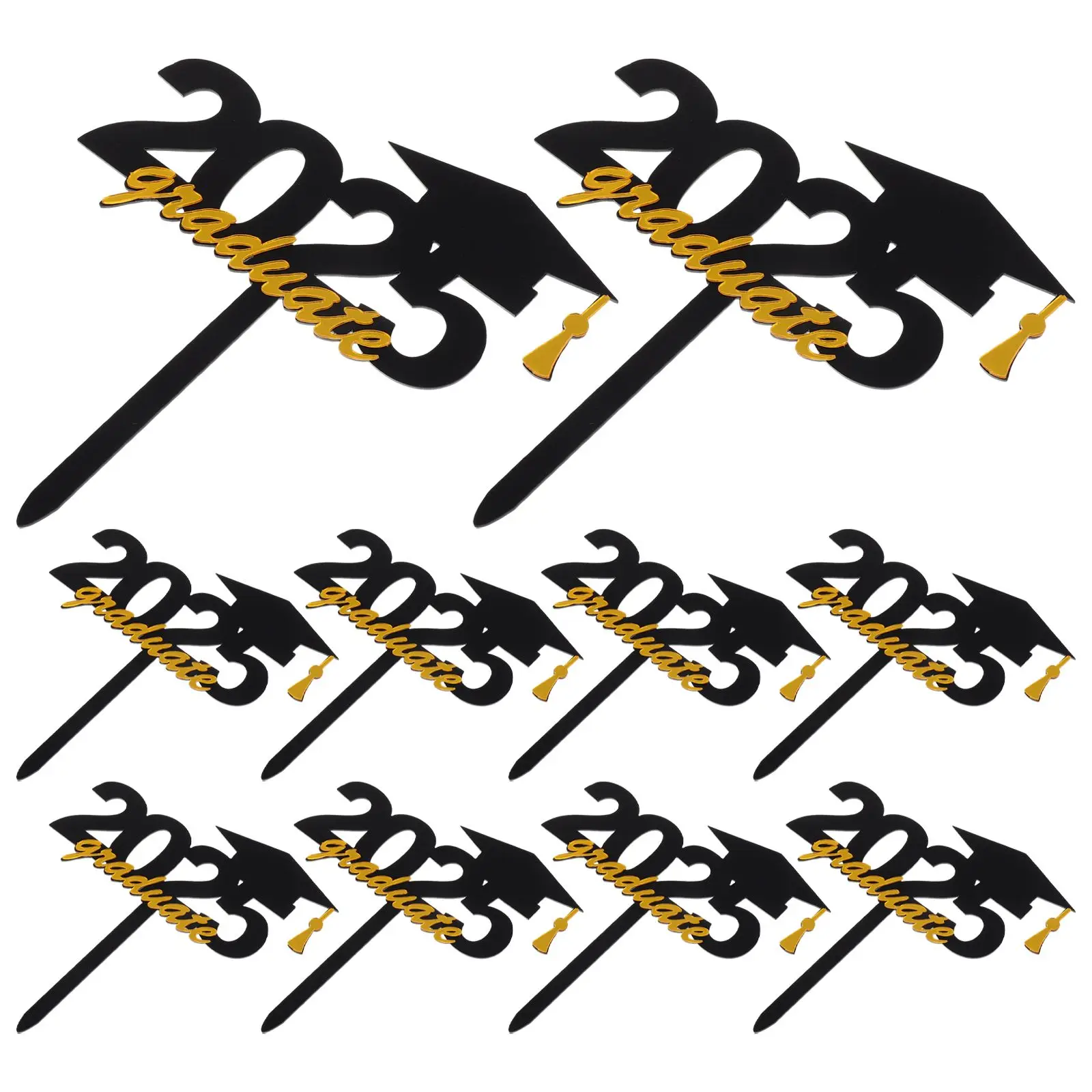 

10 Pcs Cake Toppers Acrylic Graduation Decoration Elegant Practical Design Party Supplies Congrats Sign Cake Picks
