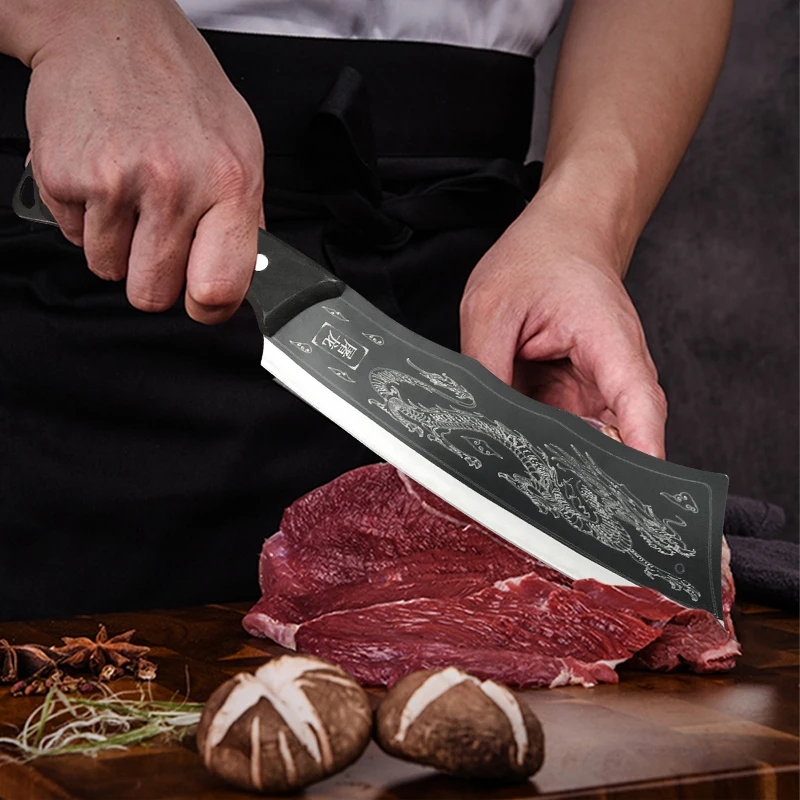 Heavy Knife Hand Forge Wood Handle Butcher Ultra-fast Chopping Bone Knife Chef Cleaver Meat Chopping Vegetable Utility Knife