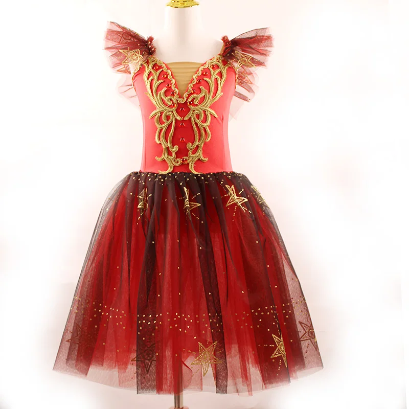Rot Giselle Ballett Tanz Ballerina Tutu Kleid Für Mädchen Frauen Bühne Leistung Kostüm Lange Ballett Tanzen Kleider