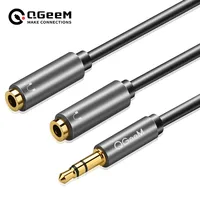 QGeeM Headphone Splitter 3.5mm Aux Male to 2 Female Earphone Jack Audio Adapter Double Stereo Y Splitter Cable For TV Phone PS5