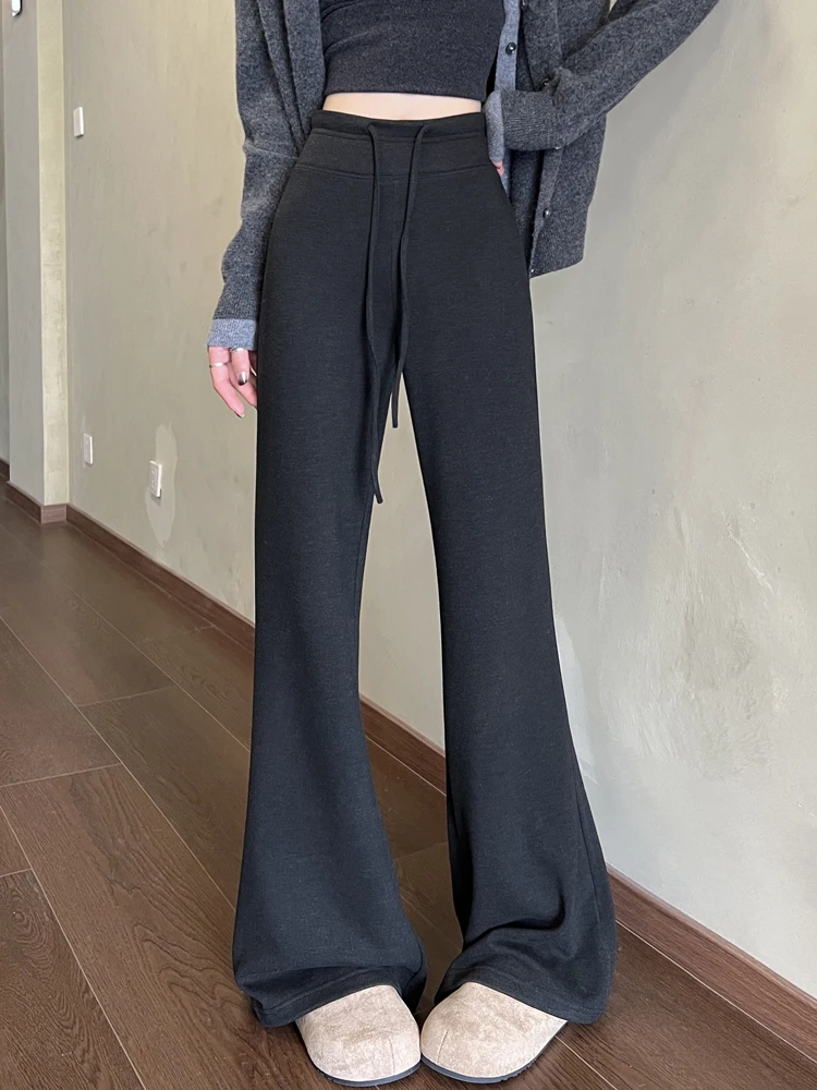 ay Wool Bell Bot Pants Women's Autumn Winter High Waist Slim Fit Yoga Pants Micro Flared Drapey Spor Casual Trousers