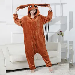 Pokemon Eevee Costume Adult Men Women Onesie Anime Cosplay Outfit Halloween Festival Party Kigurumis Winter Flannel Warm Suit