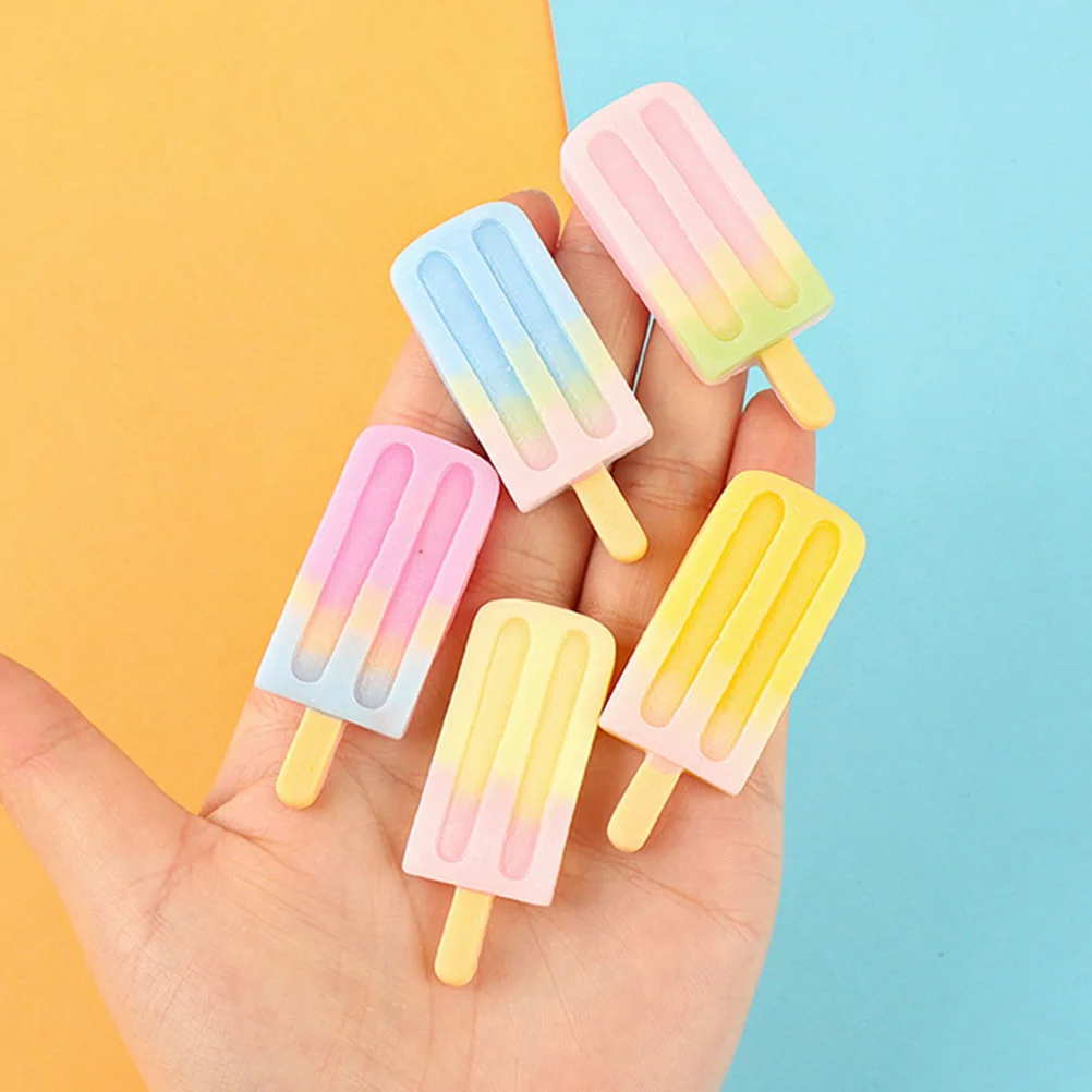 15 Pcs Dessert Simulation Ice Cream Popsicle Sticks Resin Maker Phone Case Charms