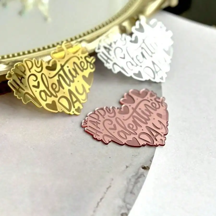 5 Stück Herz Acryl Valentinstag Kuchen Topper für Valentinstag Hochzeit Party Cupcake Dessert Dekoration Lieferungen