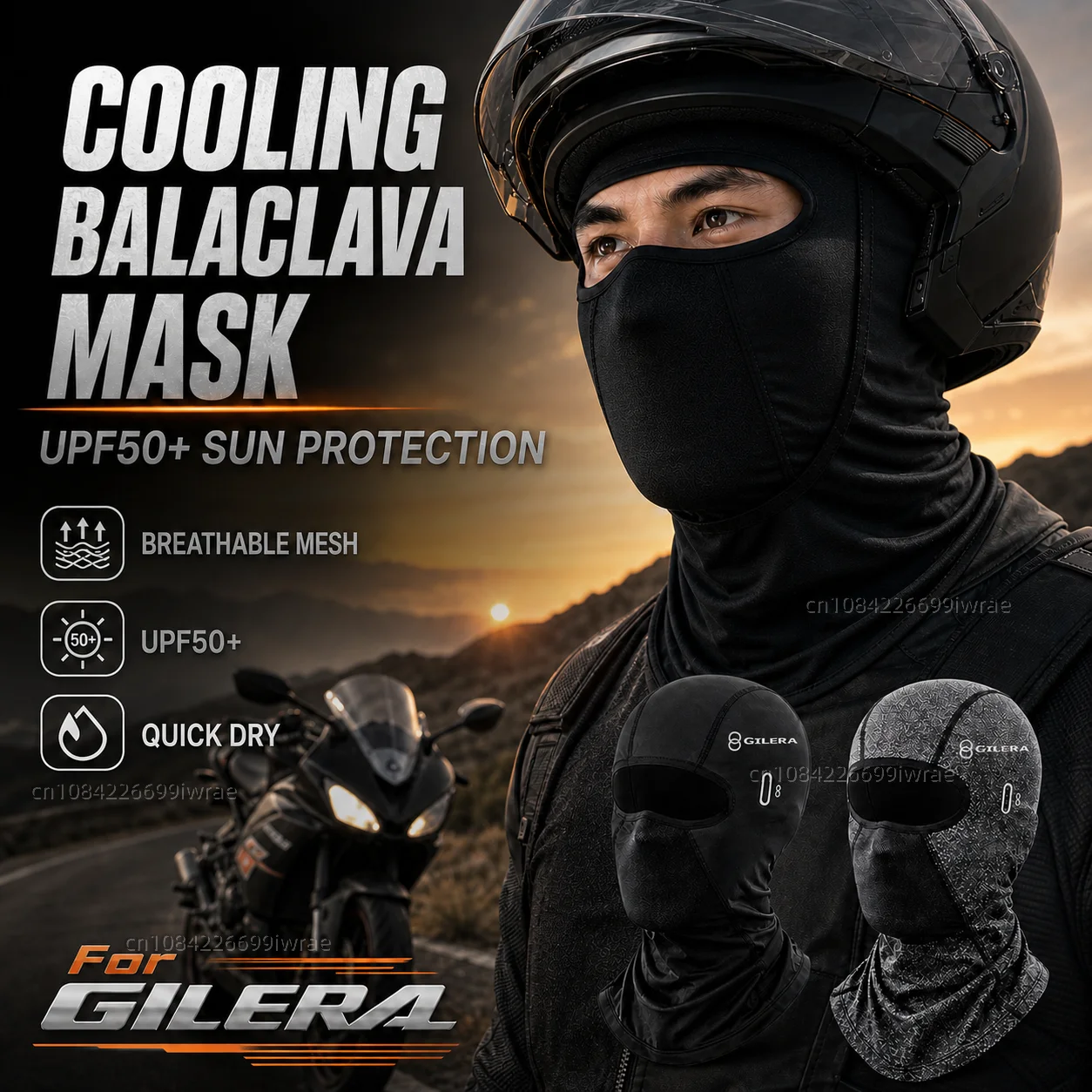 Cooling Motorcycle Balaclava Mask UPF50+ UV Protection Breathable Face Cover Summer For Gilera GP800 Fuoco Nexus 500 Runner 50