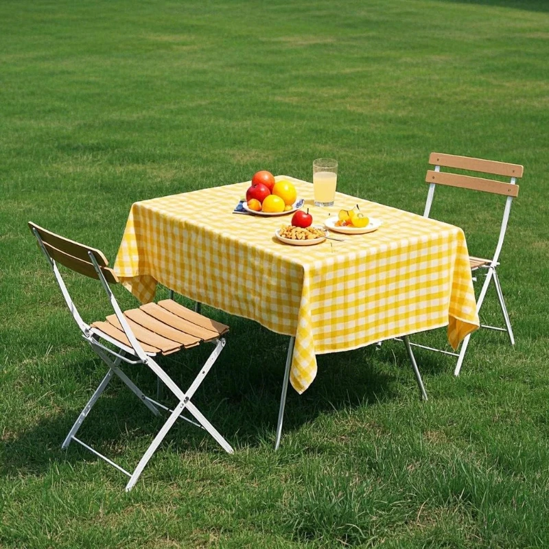 2Pcs Yellow Checkered Plastic Table Cover, Disposable Tablecloth for Birthday Wedding Picnic Festival Party Home Decoration