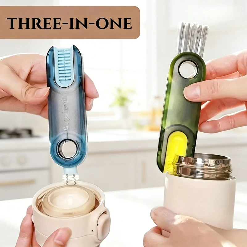 1PC 3in1 Cleaning Brush Multifunctional Bottle Cleaner Cup Brush Thermos Gap Cleaning Tool Kitchen Dish Brush Household