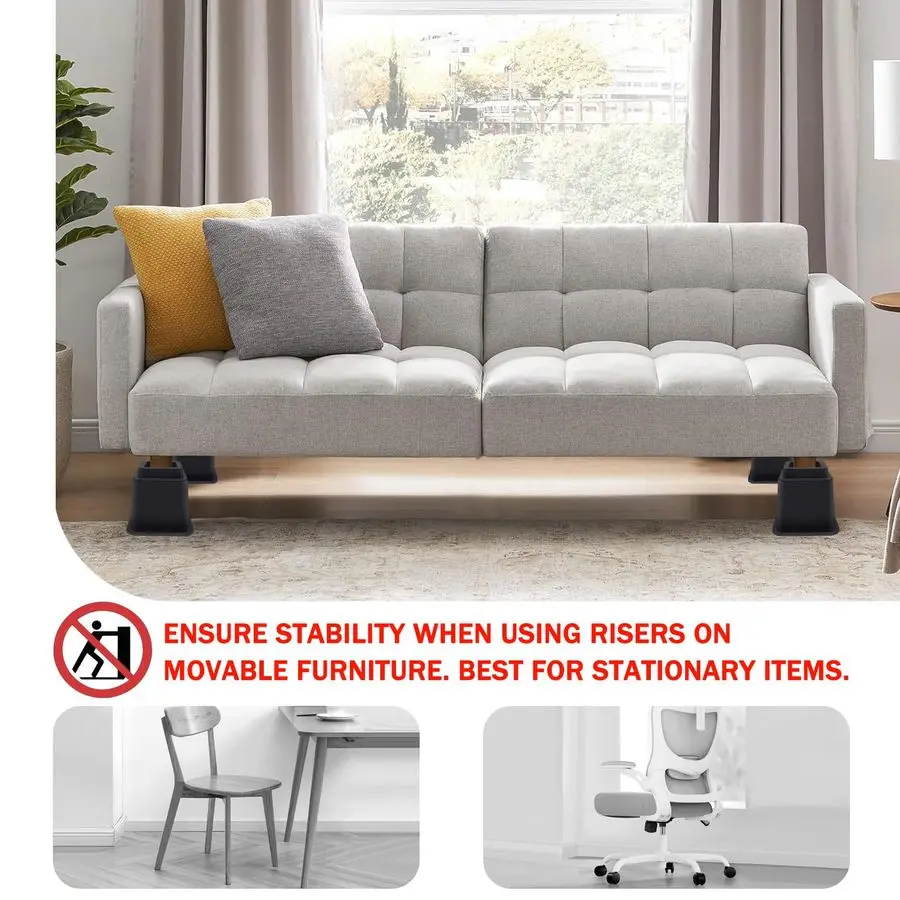 Risers de 10 polegadas resistentes, elevação em alturas 1,2,3,4,5,6,7,8,9,10 polegadas, elevadores de móveis ajustáveis para mesa de cadeira e perna de mesa