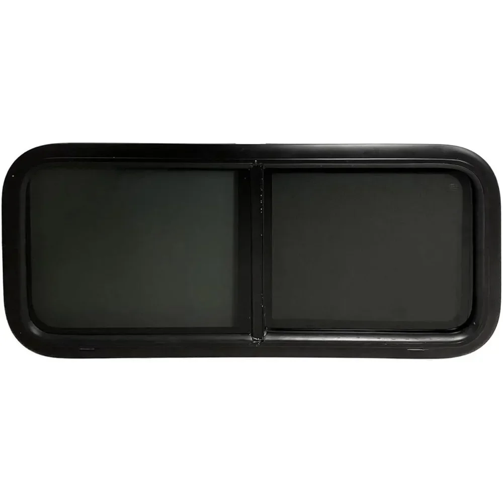 

rv window, tiny house horizontal slider w/screen & interior camper window clamp ring included, teardrop replacement trailer wind