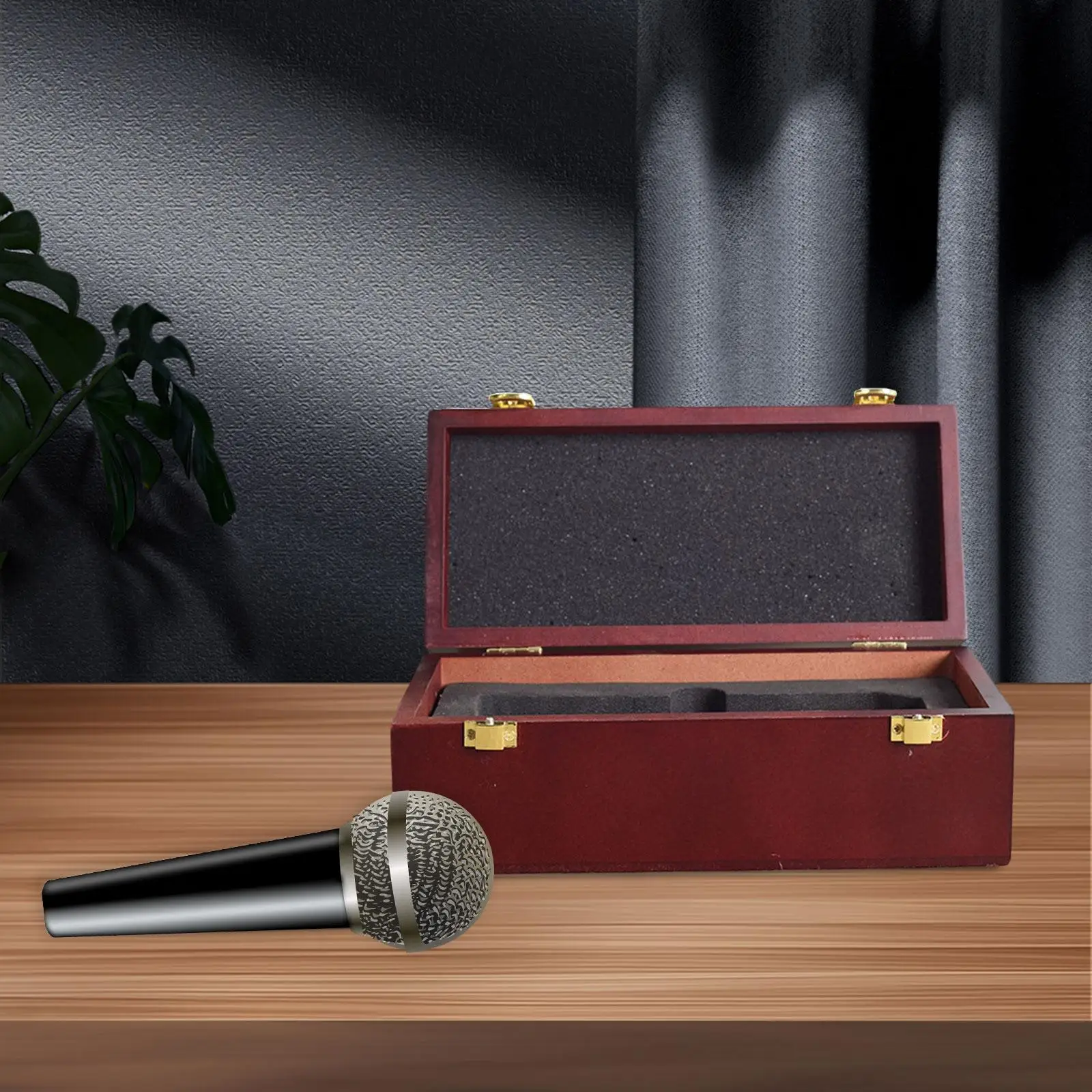 Mic Storage Box Lightweight Shock Resistance Wood Microphone Carrying Case Microphone Carrying Box Singing Mic Dustproof Storage