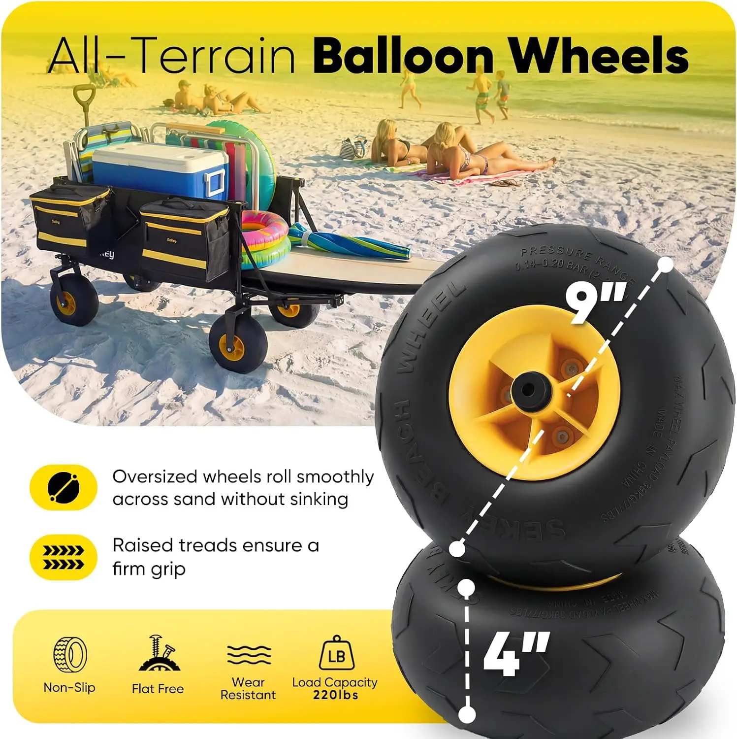 Heavy Duty Beach Wagon with 9