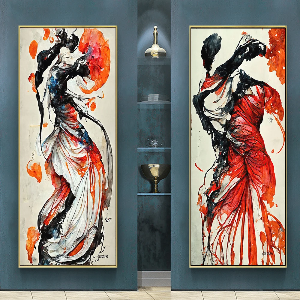 

Abstract Flamenco Dancer Art Aesthetic Posters Prints Spanish Traditional Culture Dance Canvas Painting Living Room Home Decor