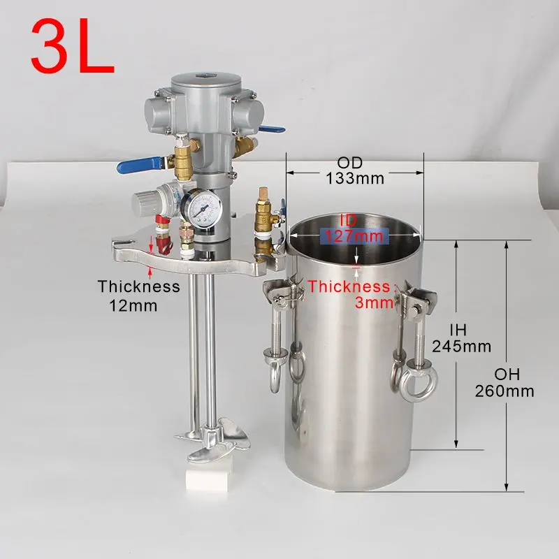 3L Stainless Steel Pressure Vessel Fermenter Tank With Mixer Agitator Stirrers For Farm Industries