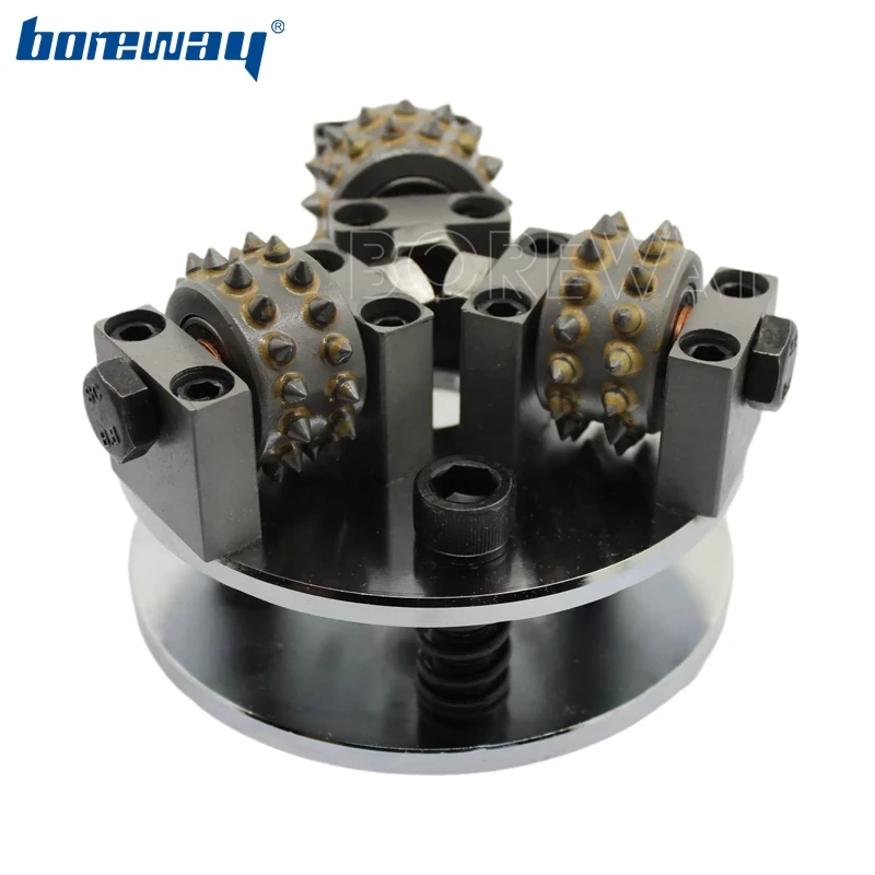 

Boreway D125x3Tx30s M14 5/8''-11 Diamond Bush Hammer Plate Alloy Litchi 3 Roller Wheel Litchi surface For Marble Granite Floor