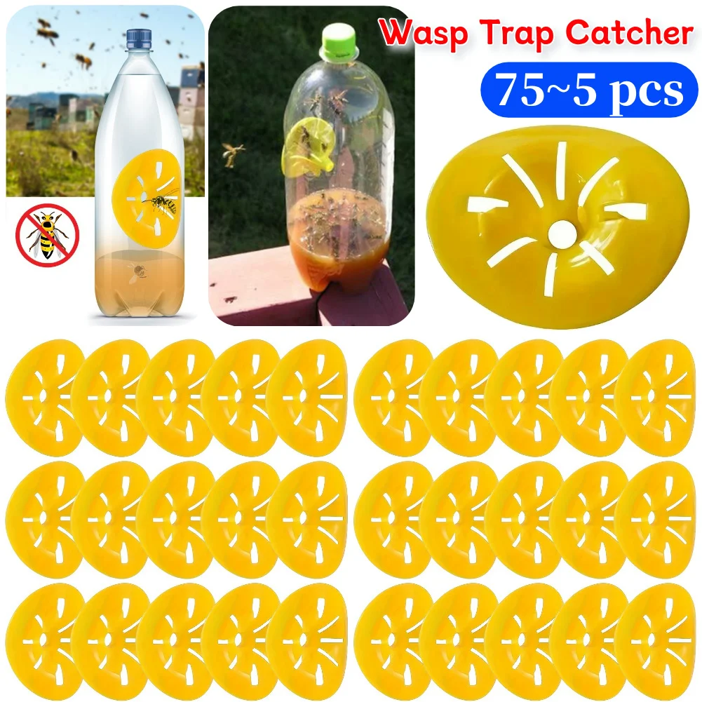 75-5Pcs Wasp Trap Catcher Reusable Flower Shape Garden Outdoor Pest Control Tool Portable Wasp Catcher for Home Garden Yard