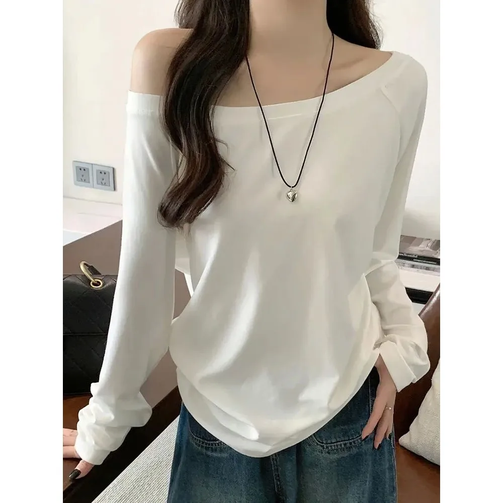 

Oversize Off-oulder Long Sve T-irt Women's Color Blo Casual Comfortable Faionable Chinese Sle Top