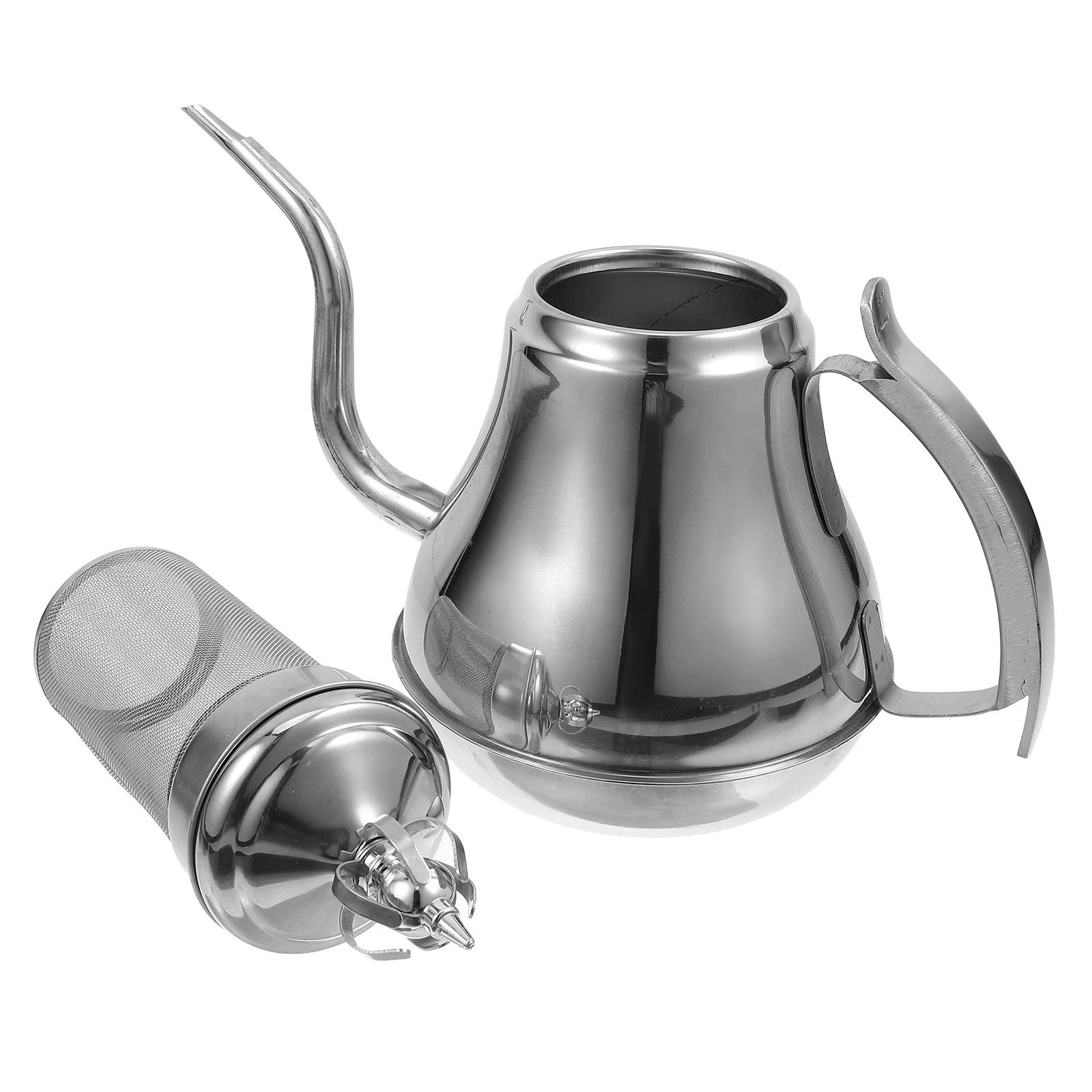 

1pc Stainless Steel Long Spout Pot Kitchen Tea Kettle Heat Resistant Coffee Teapot Handle Home Office Stove Top Metal Tea Kettle