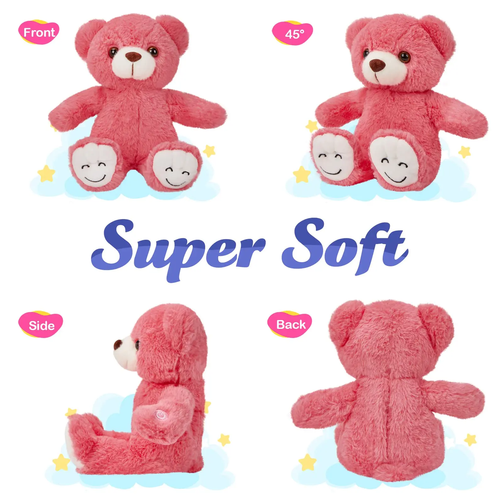 Ours en Peluche Souple et Brcorporelle de 30cm, Blanc, Rose, Vert, Cadeau d'Anniversaire Mignon pour Fille