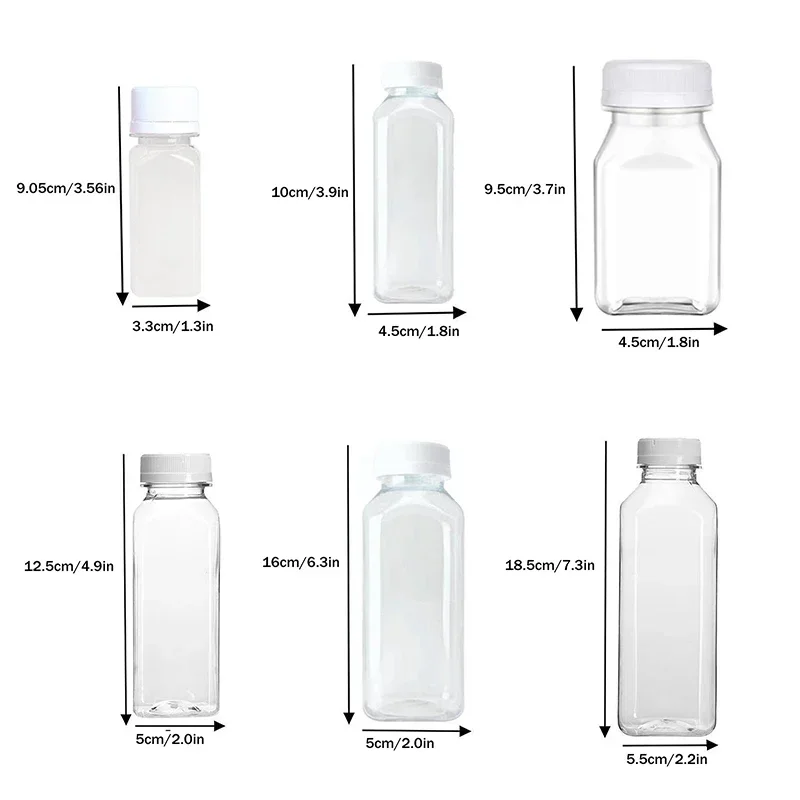 Empty Plastic Juice Bottles With Caps Water Bottles Clear Bulk Drink Containers With Lids Juicing Drinking Milk Jam Container