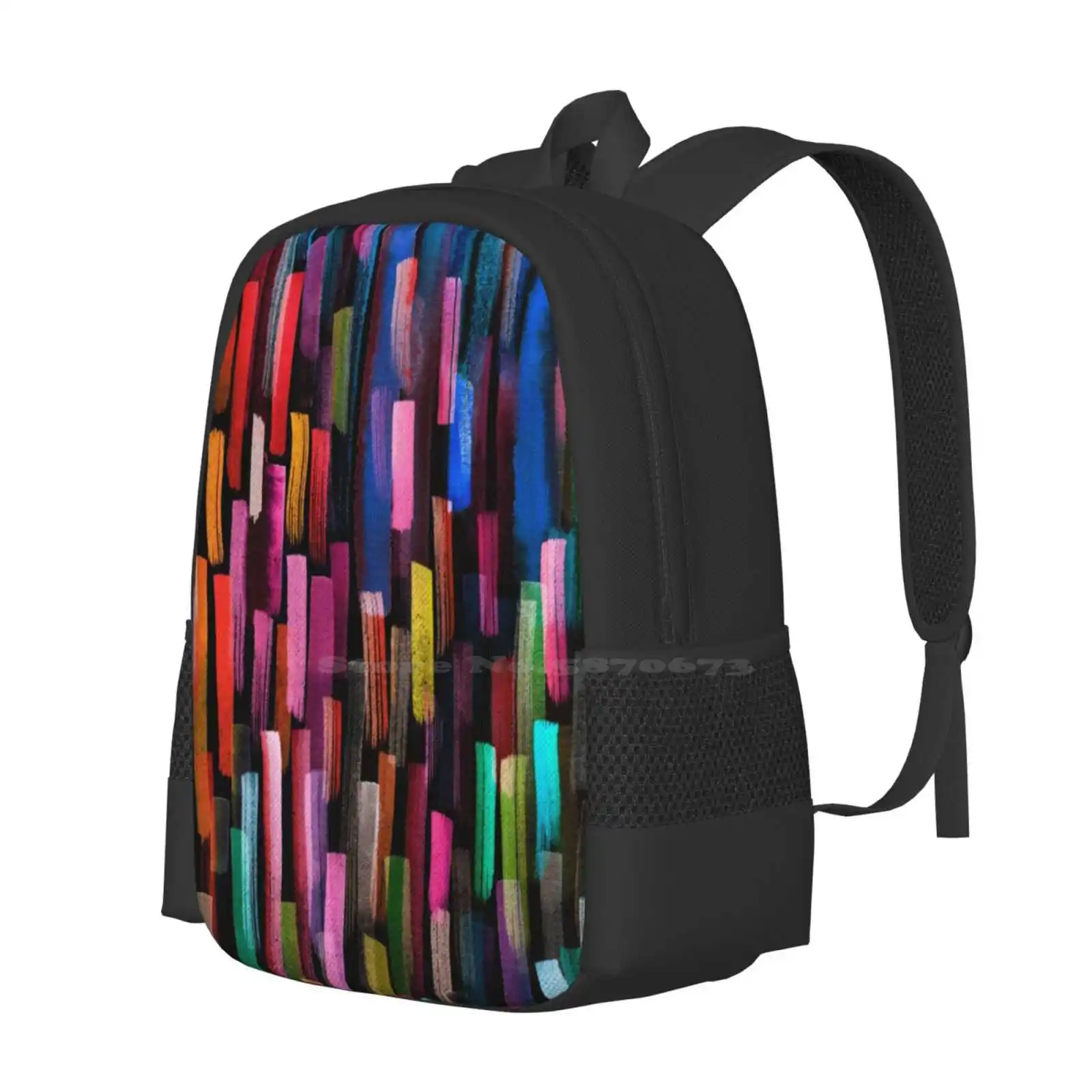 Multicolored Watercolor Stripes Pattern Hot Sale Schoolbag Backpack Fashion Bags Multicolor Colors Pattern Design Graphics