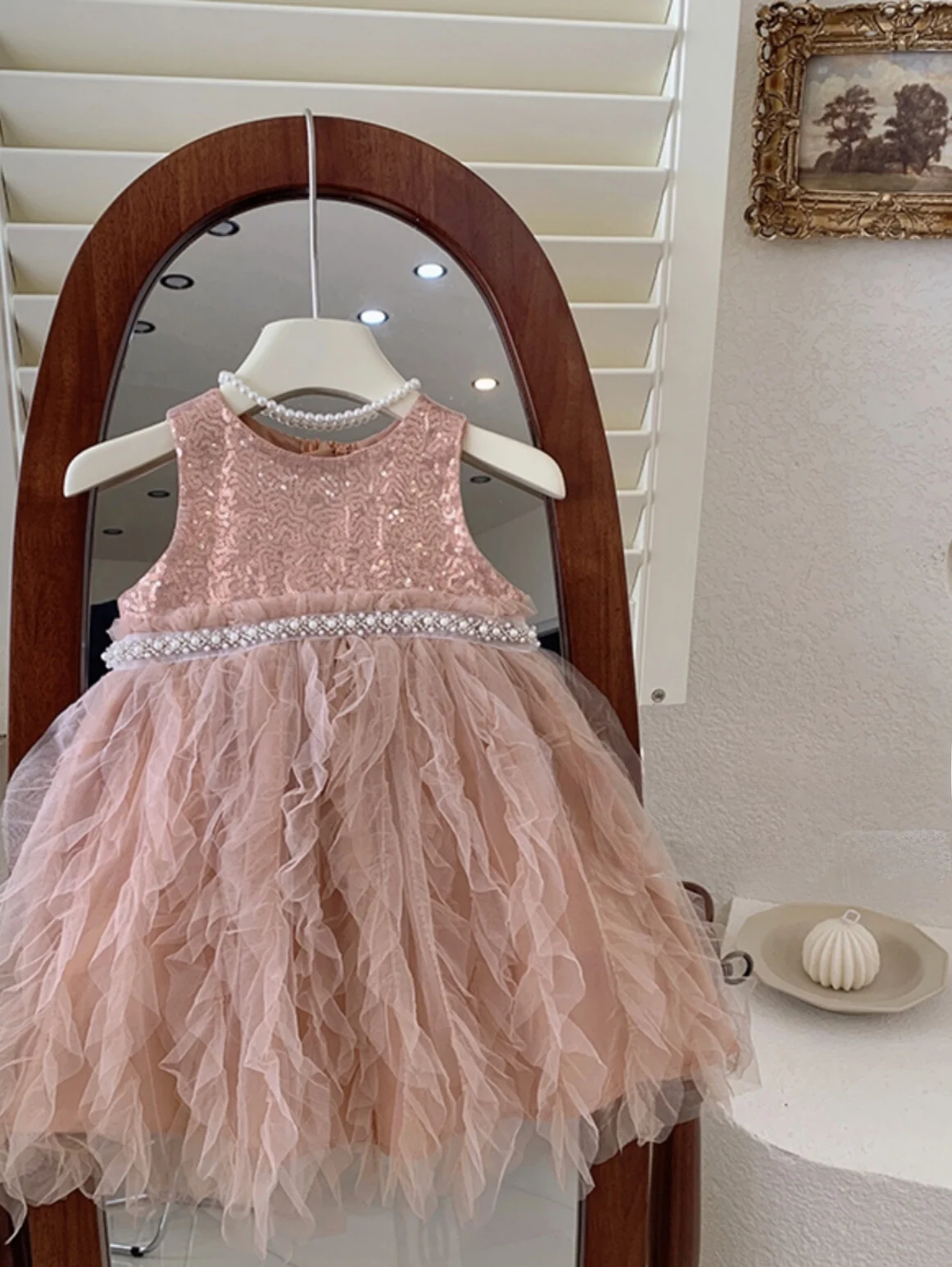 Girls Summer Luxury Dr Sparkling Princ Skirt Baby Silk Top Korean Sle Commute Regular Svel Faion for Kids