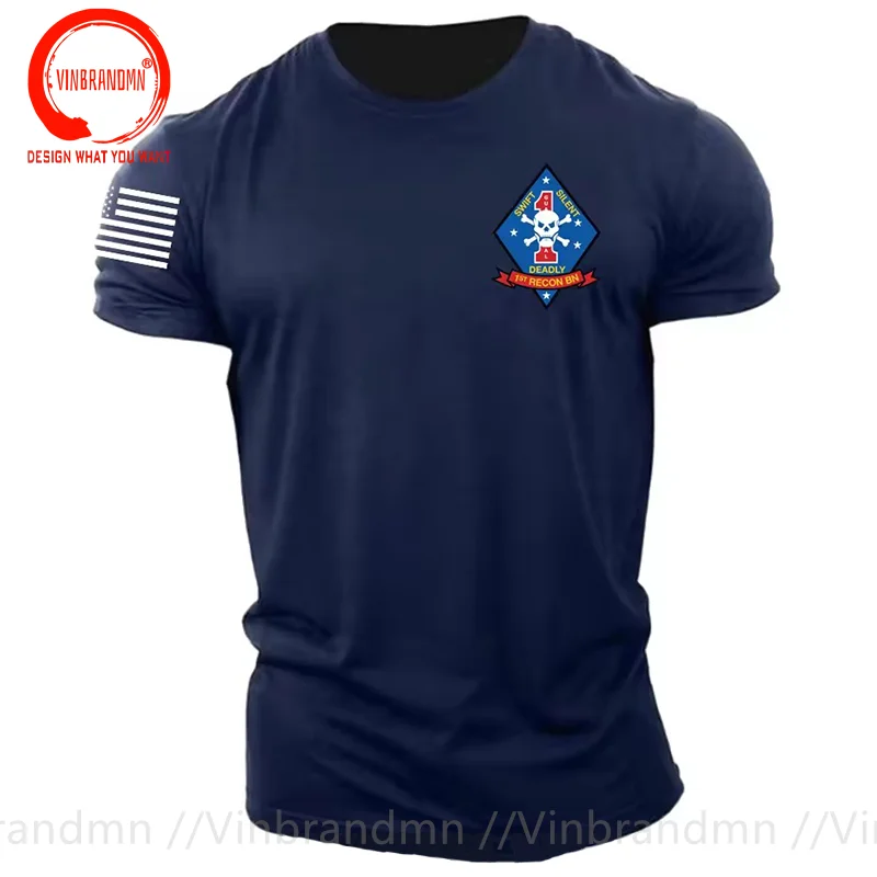 USMC 1st Marine Recon Battalion T Shirt Men US Army Fashion Casual T-Shirt Stylish Clothes Trendy Clothing Men's Tops Tee Shirt