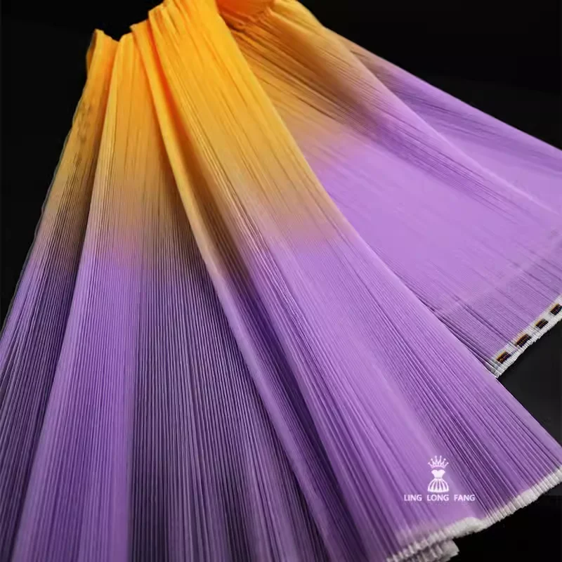 1yard Gradient pleated hard mesh fabric accordion pleated wedding styling decoration designer fabric for patchwork