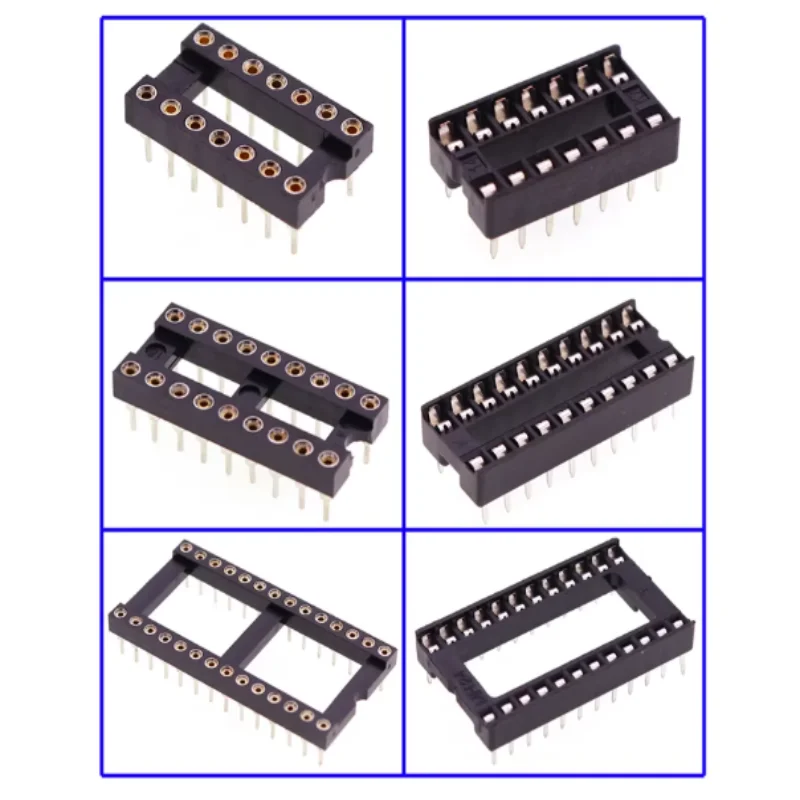 10pcs IC Socket DIP SIP Chip Socket Pin 2.54mm Pitch 6/8/14/16/18/20/24/28Pin 24/28/32/40Pin Wide IC Socket Adapter Solder Type