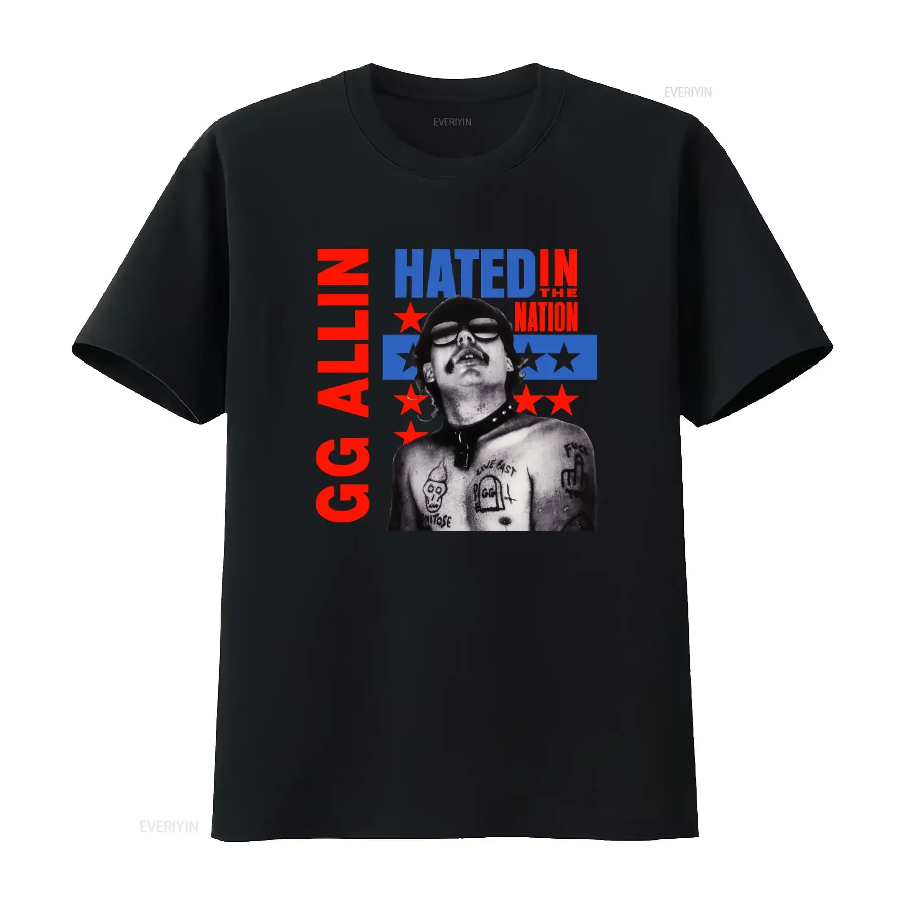 GG Allin Hated in the Nation Print T Shirt Cotton White Sizes S 5XL vintage Washed Soft graphic Stretched fashion homme