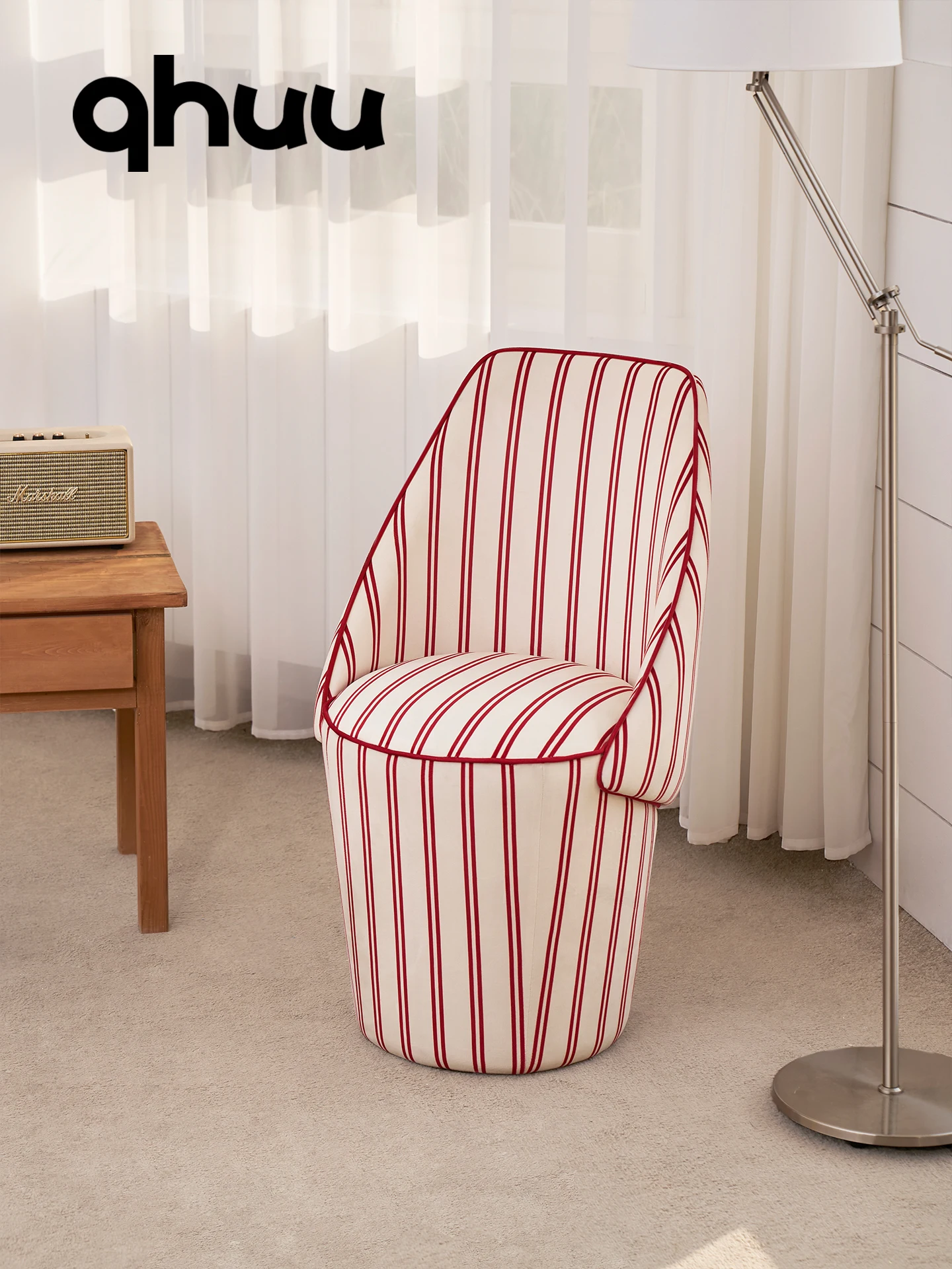Designer Ballet Dressing Chair, Red Single Chair, Bedroom Makeup Chair, Lounge  Dining  Single Sofa