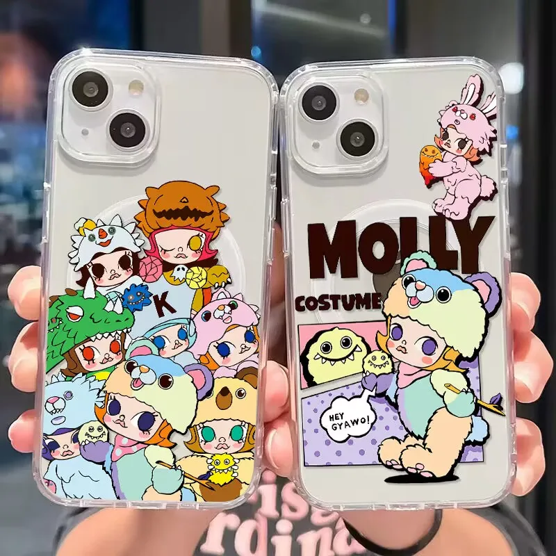 Cute Cartoon M-Mollys Magsafe Magnetic Phone Case for Samsung Galaxy S24 S23 S22 S21 S20 FE Plus Ultra 5G Soft Clear TPU Cover