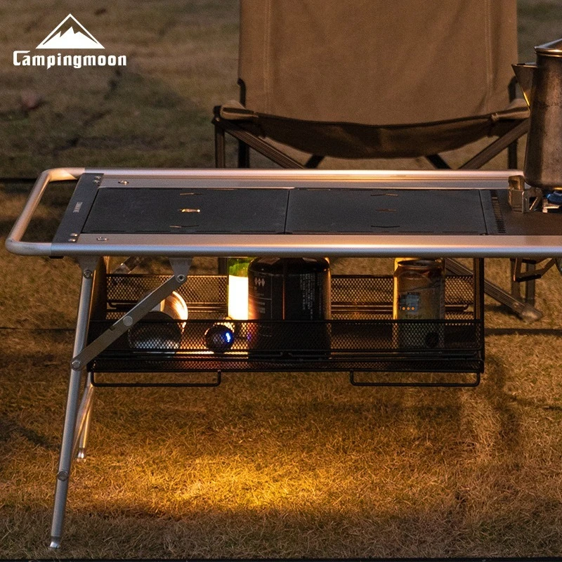 

CAMPINGMOON CK-51BK двухсекционная полубарная сетчатая клетка для кемпинга, дома, складной ящик для хранения, многофункциональная полка