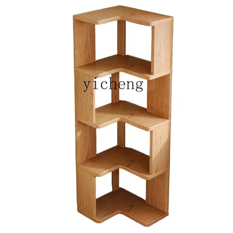 

TQH solid wood corner bookshelf floor shelf living room storage rack simple corner multi-layer storage bookcase