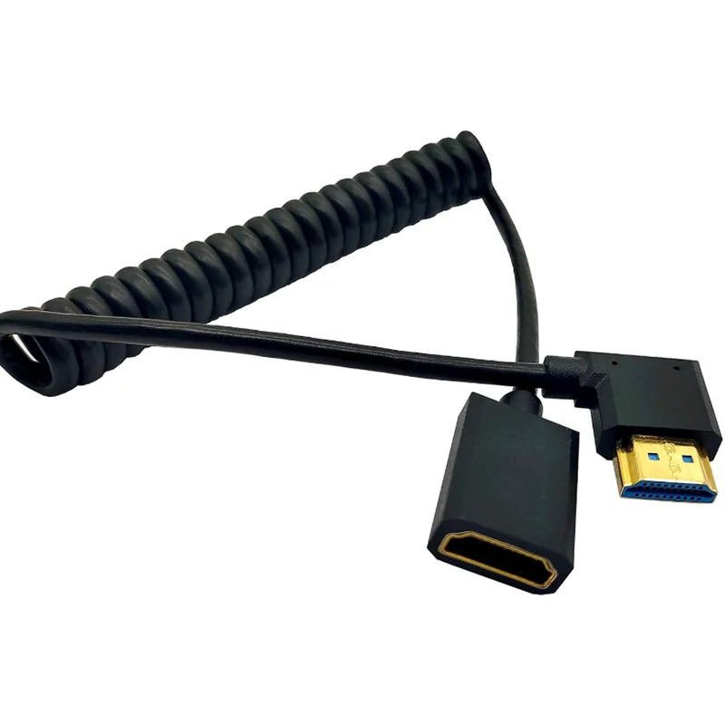 1.2m Expansion Spring wire 2.1 Version 8K @ 60Hz HDMI-compatible male to female 90 degree Angle OD4.0mm Extension Cable 1.2m