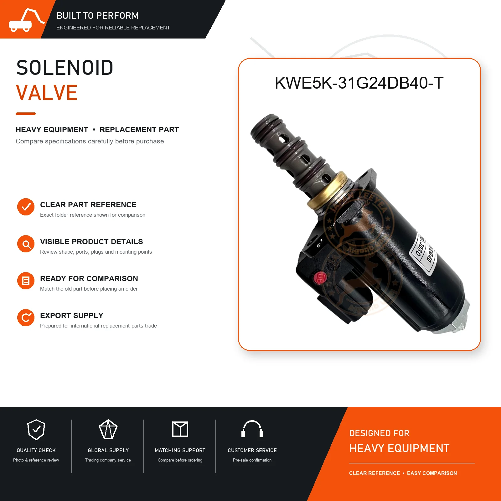 Safety Lock Solenoid Valve KWE5K-31G24DB40-T for SK200-3 SK200-6 Excavator Replacement