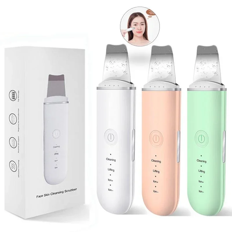 Ultrasonic Skin Scrubber Vibration Face Spatula Blackhead Remover Shovel Clean Cavitation Peeling Facial Lifting