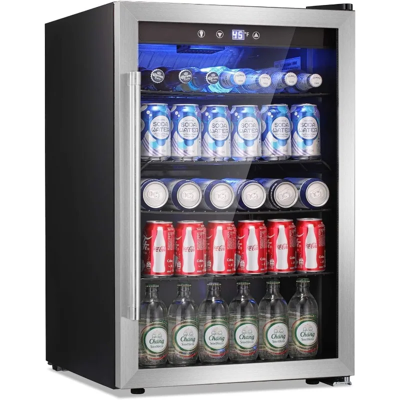 Antarctic Star Beverage Refrigerator Cooler - 145 Can Mini Fridge Glass Door for Soda Beer or Wine