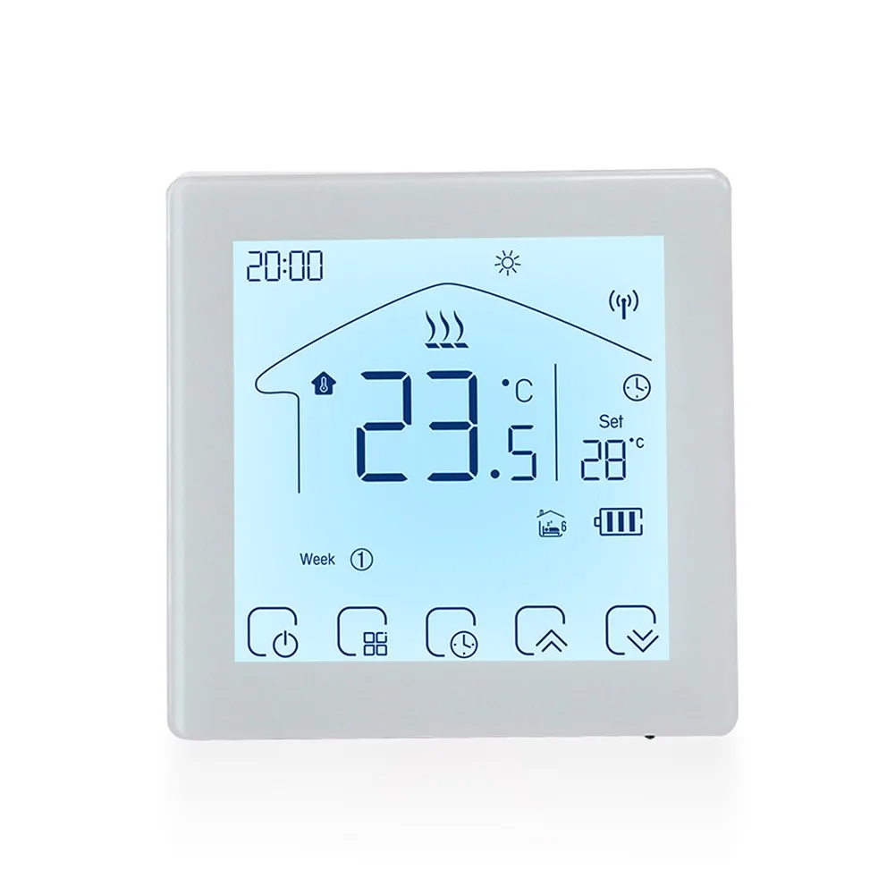Intelligent WiFi Temperature Controller with Touch Screen for Floor Heating and Boilers Offering Easy Setup and Wireless Control