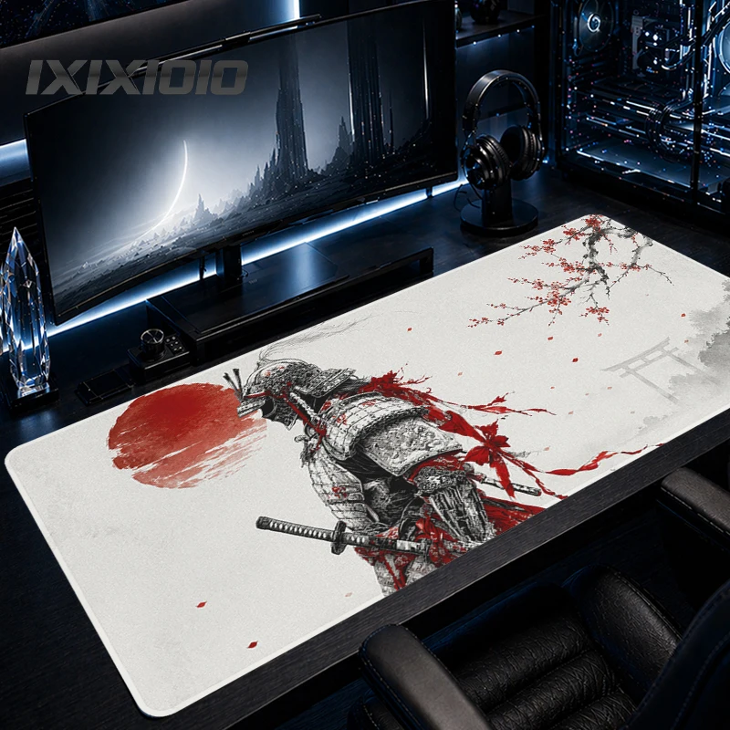 Mouse Pad Red Sun Armored Samurai Gaming printon demand New Large Mousepad XXL MousePads Non-Slip Soft Office PC Table Mat