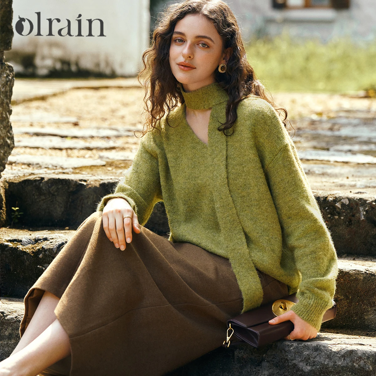 

OLrain Women French Sweaters V-Neck Long Sleeve Loose Pullovers Autumn 2025 New Knitted Top Elegant Ladies Clothing O57QM001251