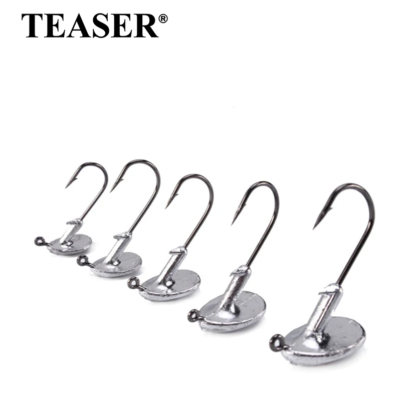 TEASER 5/10PCS A013 3,5-14g Blut Slot Blei Jig Kopf Tumbler Angelhaken Für Weicher Köder kohlenstoff Stahl Stärken Angeln Hoooks