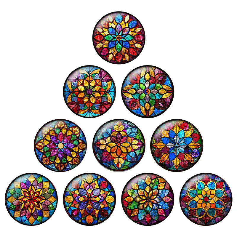 24pcs/lot Colorful Christmas Floral Pattern 8mm-25mm Round Photo Glass Cabochon Demo Flat Back Making Findings for DIY Gift H327