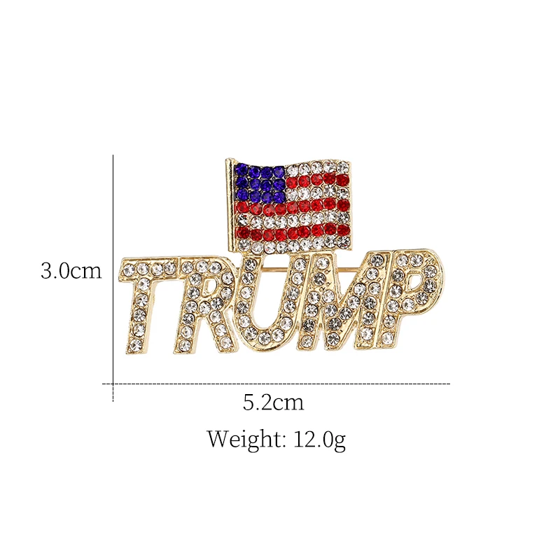 WEIMANJINGDIAN Brand Crystal Rhinestones TRUMP LETTERS American Brooch Pins