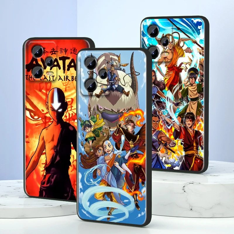 A-Avatars The Last Airbender Cool Cartoon For Xiaomi Redmi Note 13 12R 12 12S Turbo 11 11T 11S 10 10S Pro Plus 5G Black Funda