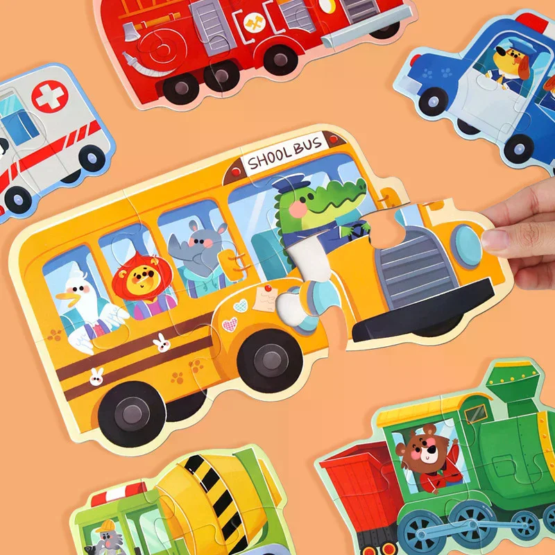 Paper Jigsaw Puzzle Kids Toy Cartoon Animal Jigsaw Puzzles Game Early Educational Toys Gift Set For Children