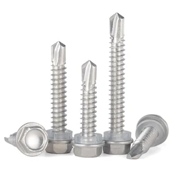 150pcs 410 Stainless Steel External Hexagonal Drill Tail Screws Stainless Steel Self Tapping TEK Screw Series #8