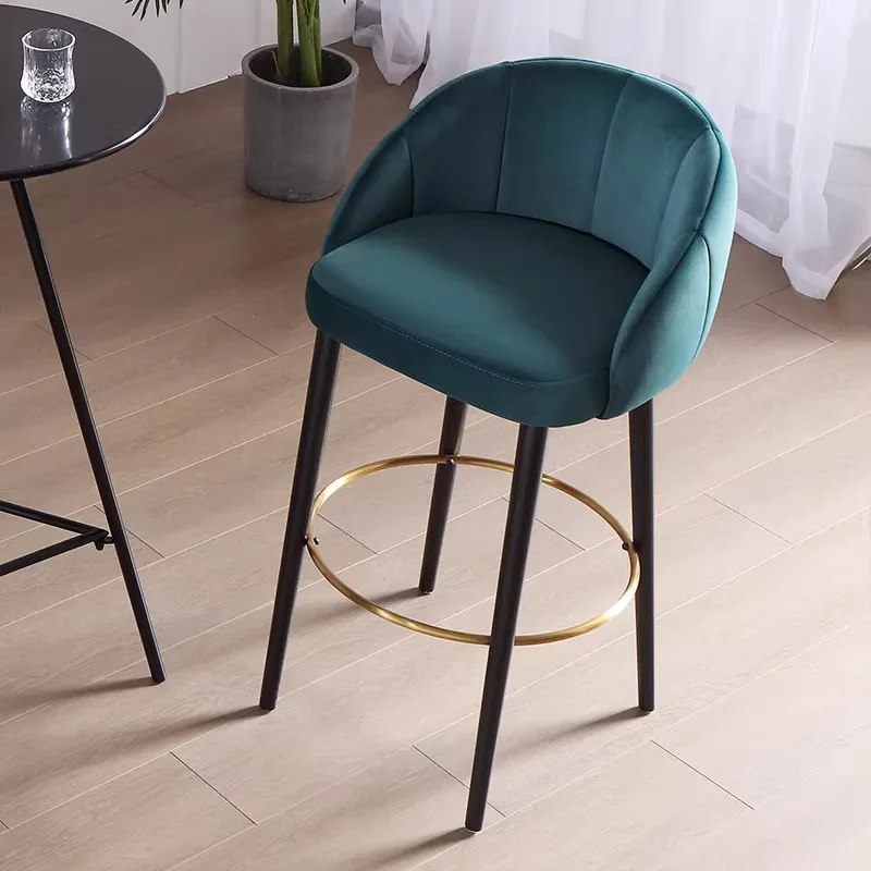 Solid Wood Bar Chair Light Luxury Modern Simple Home High Chair Leather  Combination High Stool  Front Desk