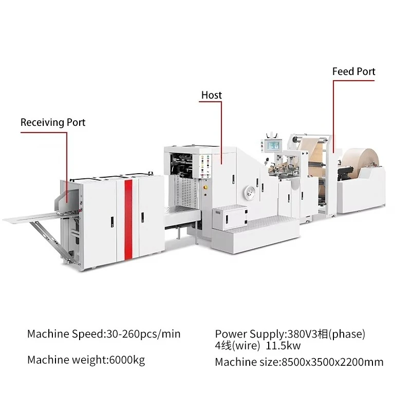 Automatic Paper Bag Making Machine For Convenience Store Shopping Kraft Paper Bag And Snack Packing Bag Wholesale Production
